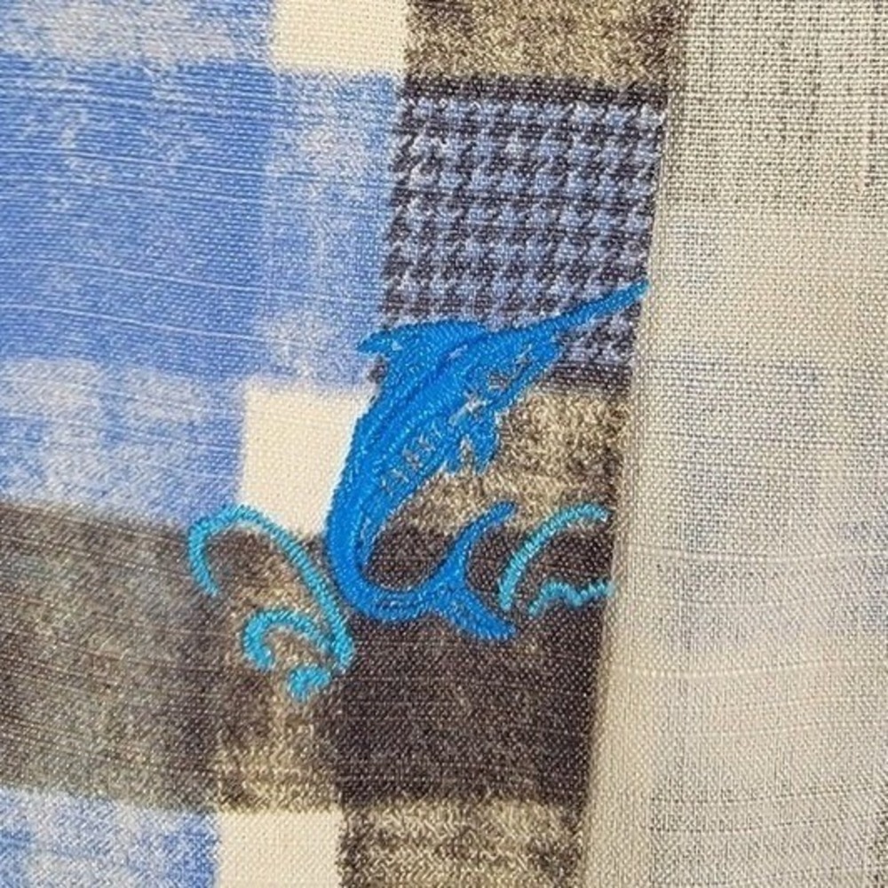 Tommy‎ Bahama Shirt Mens XL Blue Plaid Silk Cotton Island Modern Fit Camp Collar - Picture 7 of 7